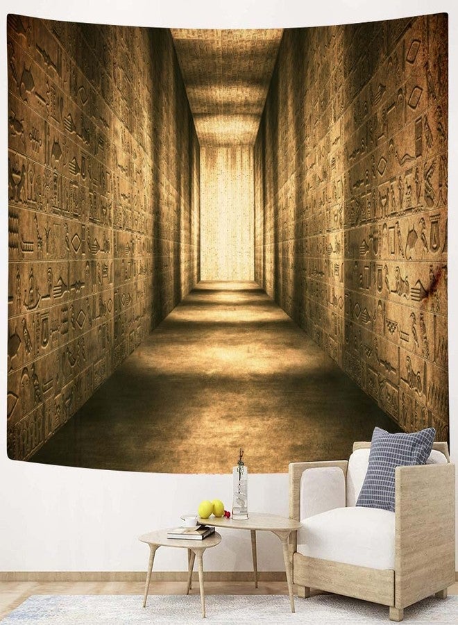 Hajmsug Golden Ancient Egyptian Tapestry, Vintage Historical Egypt Corridor Tapestry Wall Hanging Egyptian Mural Tapestries Bedroom Living Room Dorm Decor, 60x40 - Image 5